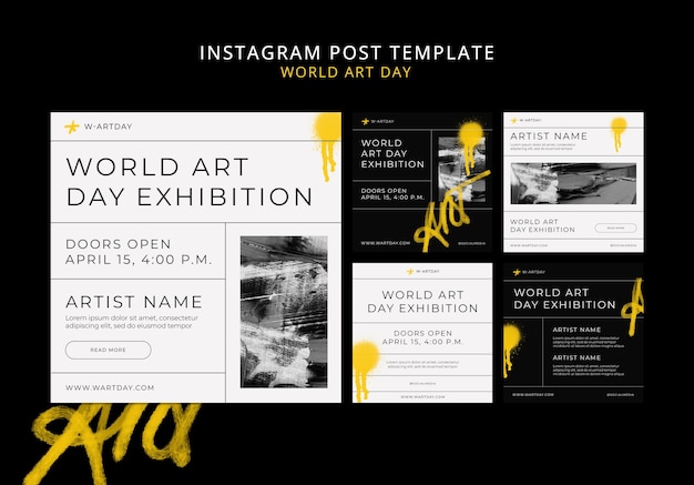 Postagens do instagram da celebração do dia mundial da arte