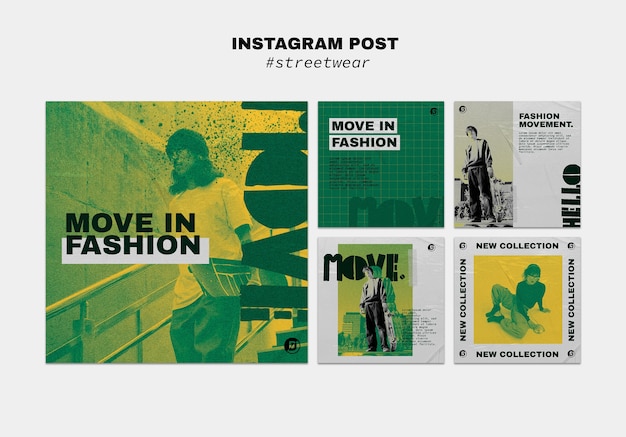 PSD postagens do instagram da coleção de moda streetwear