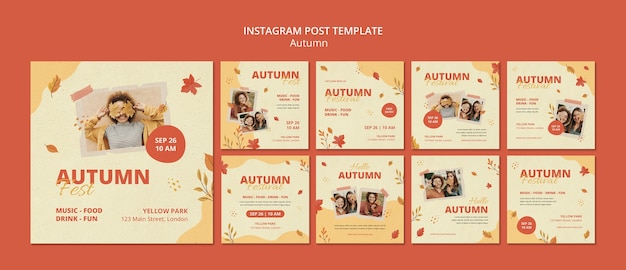 PSD postagens do instagram da temporada de outono