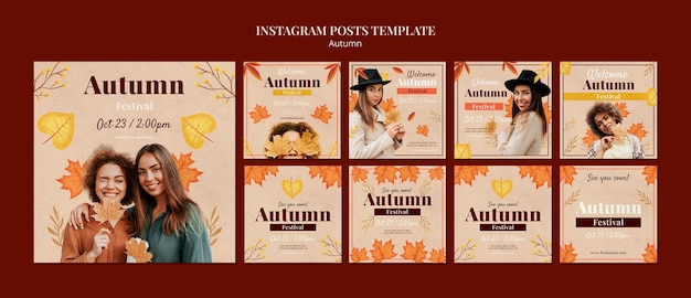 PSD postagens do instagram da temporada de outono