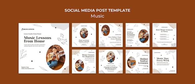 Postagens do Instagram de aulas de guitarra