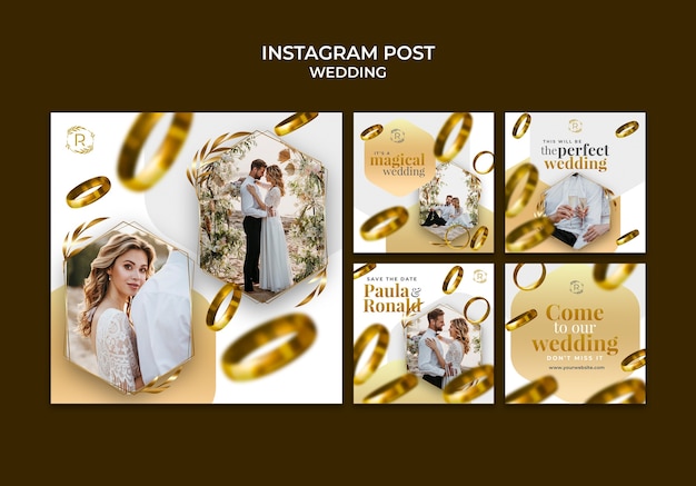 PSD postagens do instagram de celebração de casamento