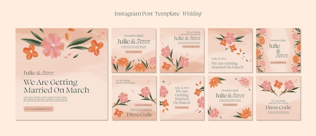 Postagens do instagram de celebração de casamento
