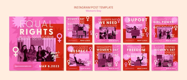PSD postagens do instagram de comemoração do dia da mulher