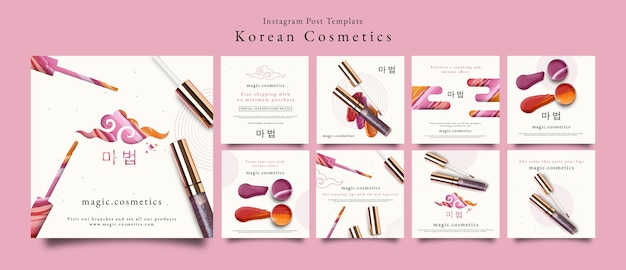 PSD postagens do instagram de cosméticos coreanos