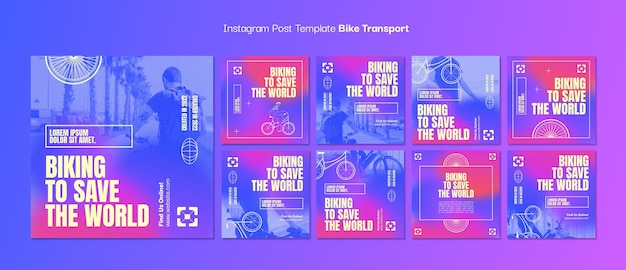 PSD postagens do instagram de transporte de bicicleta gradiente