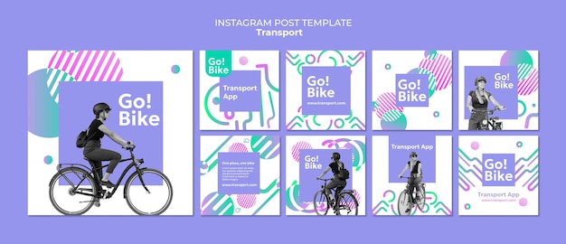 Postagens do instagram de transporte ecológico gradiente