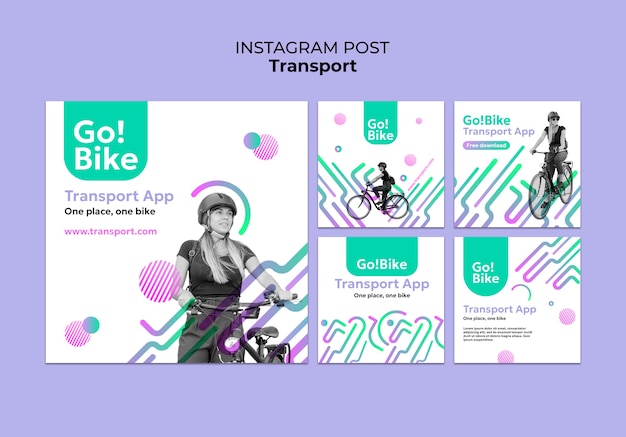 PSD postagens do instagram de transporte ecológico gradiente