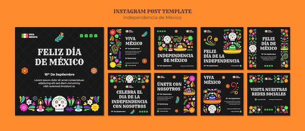 PSD postagens do instagram do dia da independência do méxico