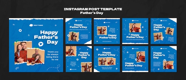 Postagens do instagram do dia dos pais desenhadas à mão