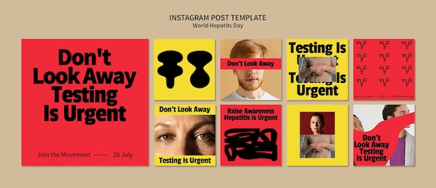 Postagens do instagram do dia mundial da hepatite de design plano