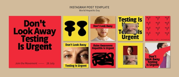 PSD postagens do instagram do dia mundial da hepatite de design plano