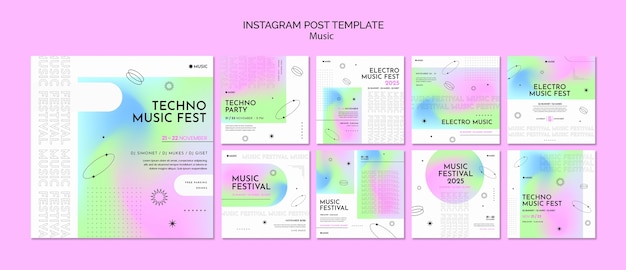 Postagens do Instagram do festival de música gradiente