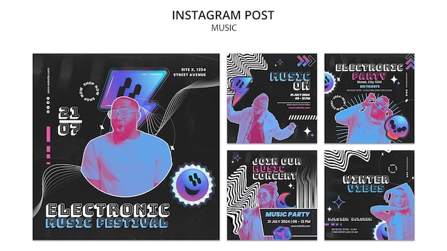 PSD postagens do instagram do programa de música gradiente