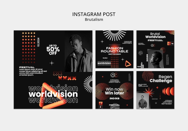 PSD postagens do instagram estilo brutalismo