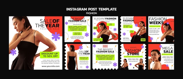 PSD postagens do instagram sobre tendências de moda em design plano