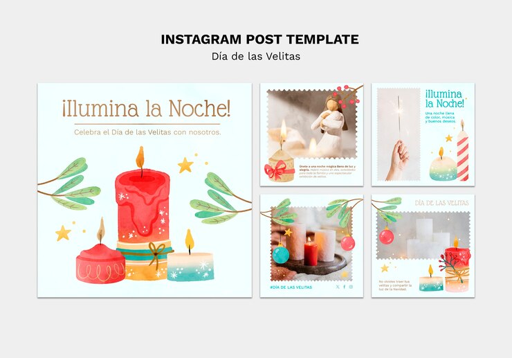 PSD postagens no instagram da celebração da dia de las velitas