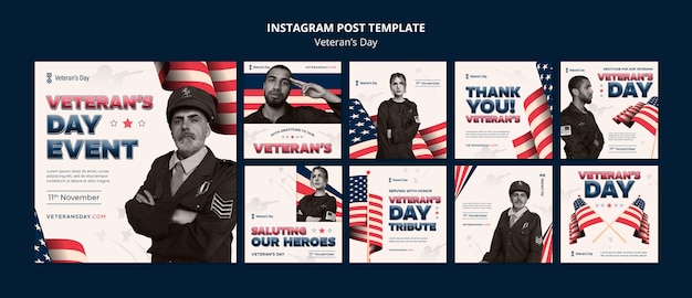 Postagens no Instagram da celebração do Dia dos Veteranos