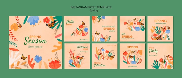 PSD postagens no instagram da temporada de primavera