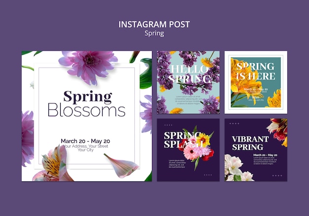 Postagens no Instagram da temporada de primavera