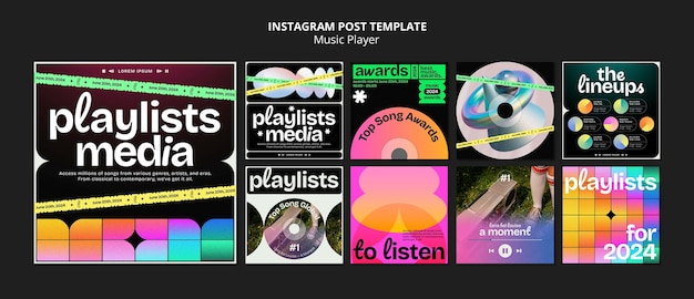 PSD postagens no instagram de eventos musicais de design plano