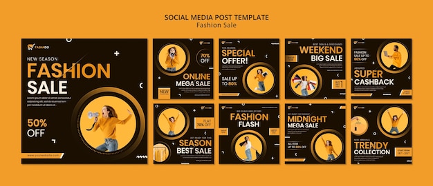 Postagens no Instagram de promoções de moda