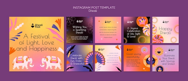 Postagens no instagram para a celebração do diwali