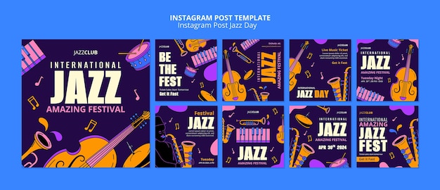 PSD postagens no instagram para comemorar o dia do jazz.