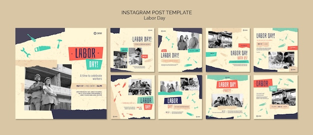 PSD postagens no instagram para comemorar o dia do trabalho