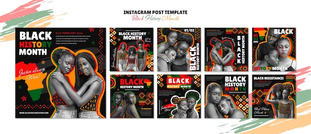 PSD postagens no instagram para comemorar o mês da história negra