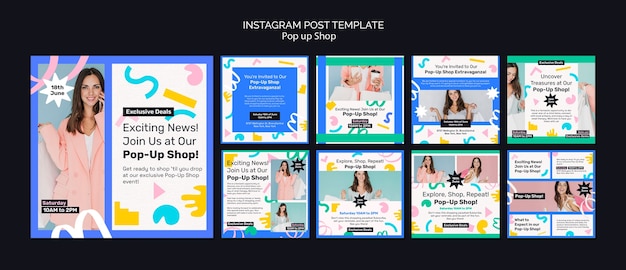 Postagens pop-up do Instagram da loja
