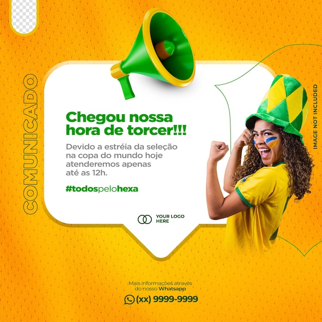 Postar anúncio importante de feed de mídia social com megafone 3d no brasil