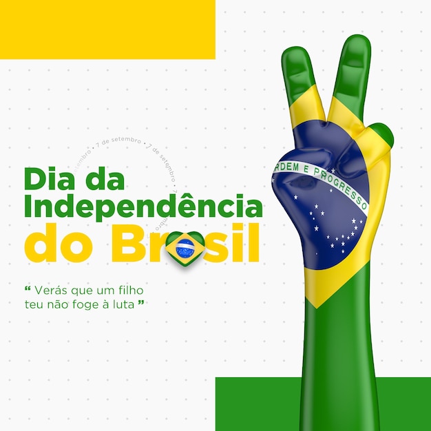 PSD postar mídia social dia da independência brasil em 3d renderização em português