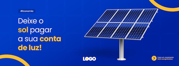 Postar mídia social sistema de energia solar 3d render para campanha brasileira