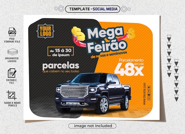 Postar mídias sociais para vendas de veículos