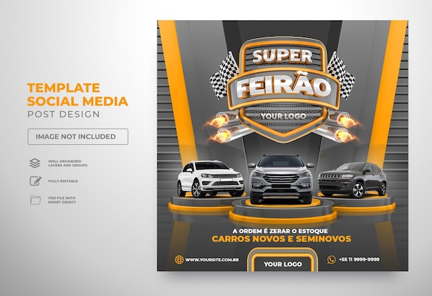 PSD postar modelo de feira super auto em mídia social