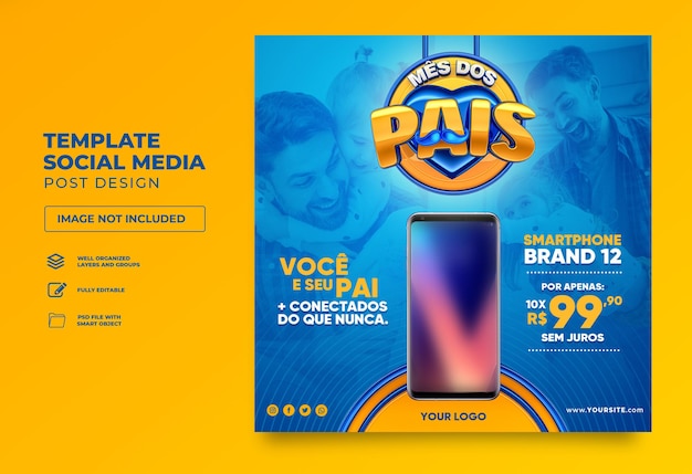 PSD postar modelo do dia dos pais nas redes sociais