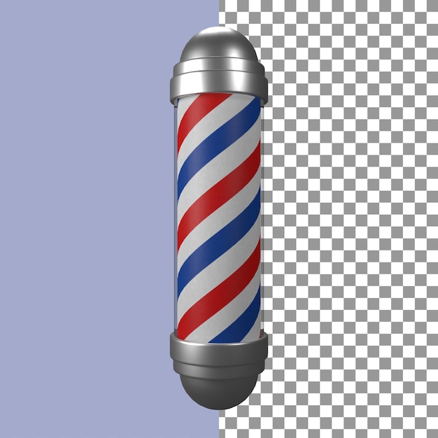 Poste de barbería en render 3d con vista frontal