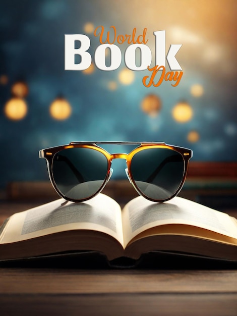 Poste De Célébration De La Journée Mondiale Du Livre Avec Des Livres Et Des Lunettes De Soleil