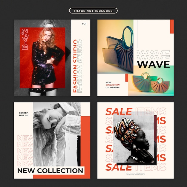 PSD poste instagram ou flyer carré avec jeu de thème de mode