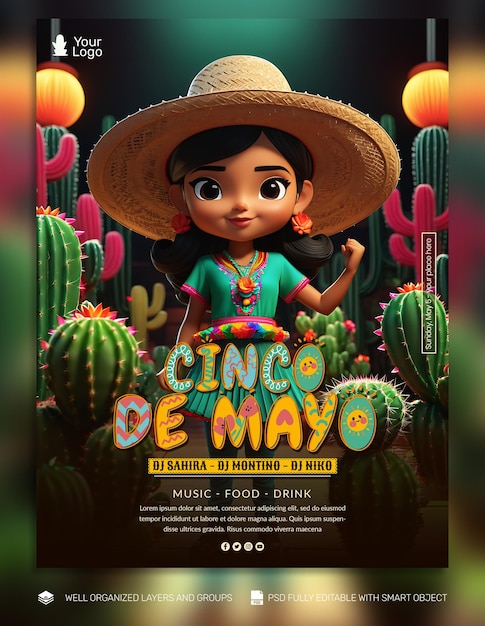 PSD poste médiatique du groupe psd template flyer cinco de mayo