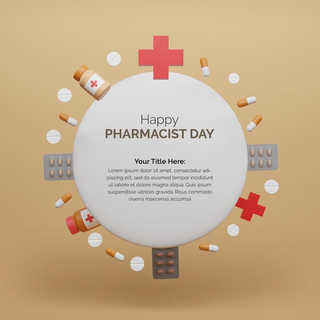 PSD poste de rendu 3d happy pharmacist day