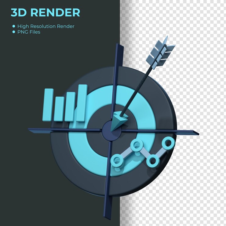 PSD un póster para 3d render con flechas y flechas.