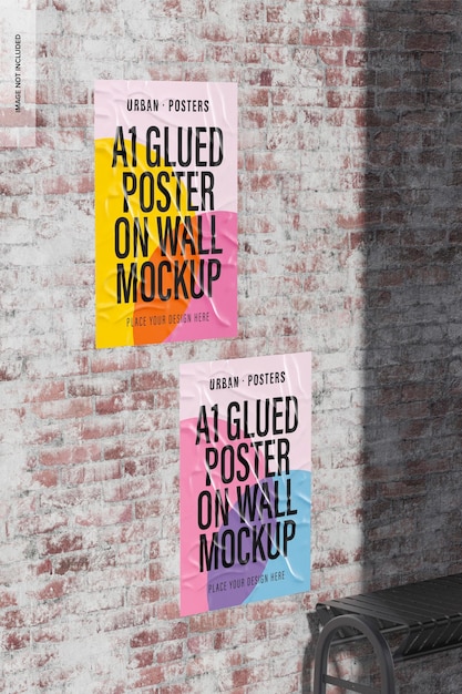 Poster A1 incollati su Wall Mockup