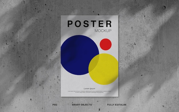 Poster an der wand mockup mit schatten