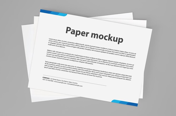 Poster Brochure Flyer Mockup Rendering 3D Folha de papel A4 em fundo isolado Papel de flyer em branco