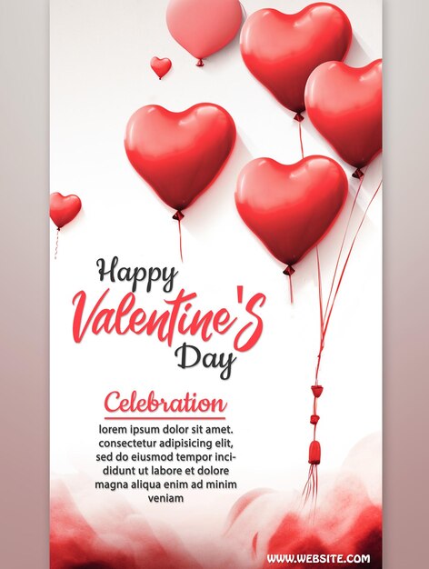 Poster de celebración del feliz día de san valentín