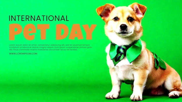 Poster chien mignon avec cravate verte sur fond de couleur célébration de la fête de Saint-Patrick