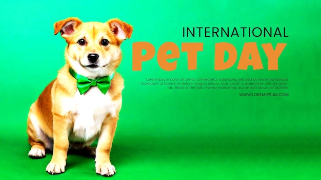 Poster chien mignon avec cravate verte sur fond de couleur célébration de la fête de Saint-Patrick