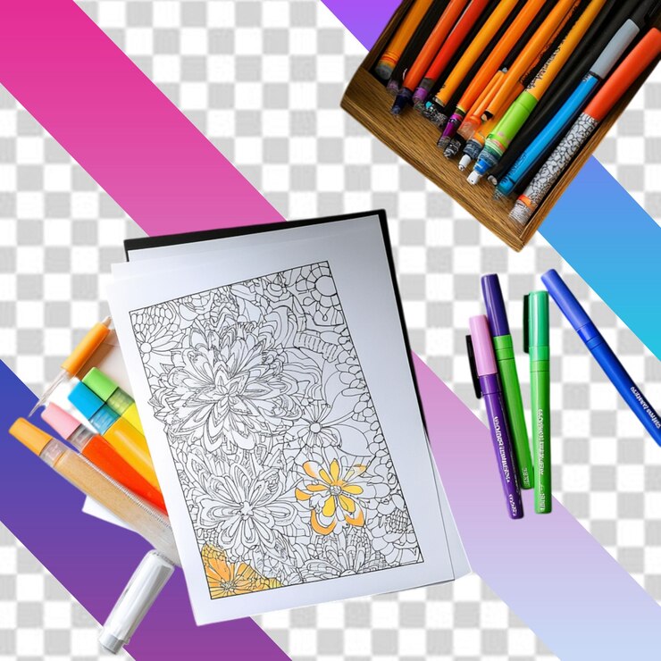 PSD poster colorato design piatto di studio creativo fatto a mano per bambini